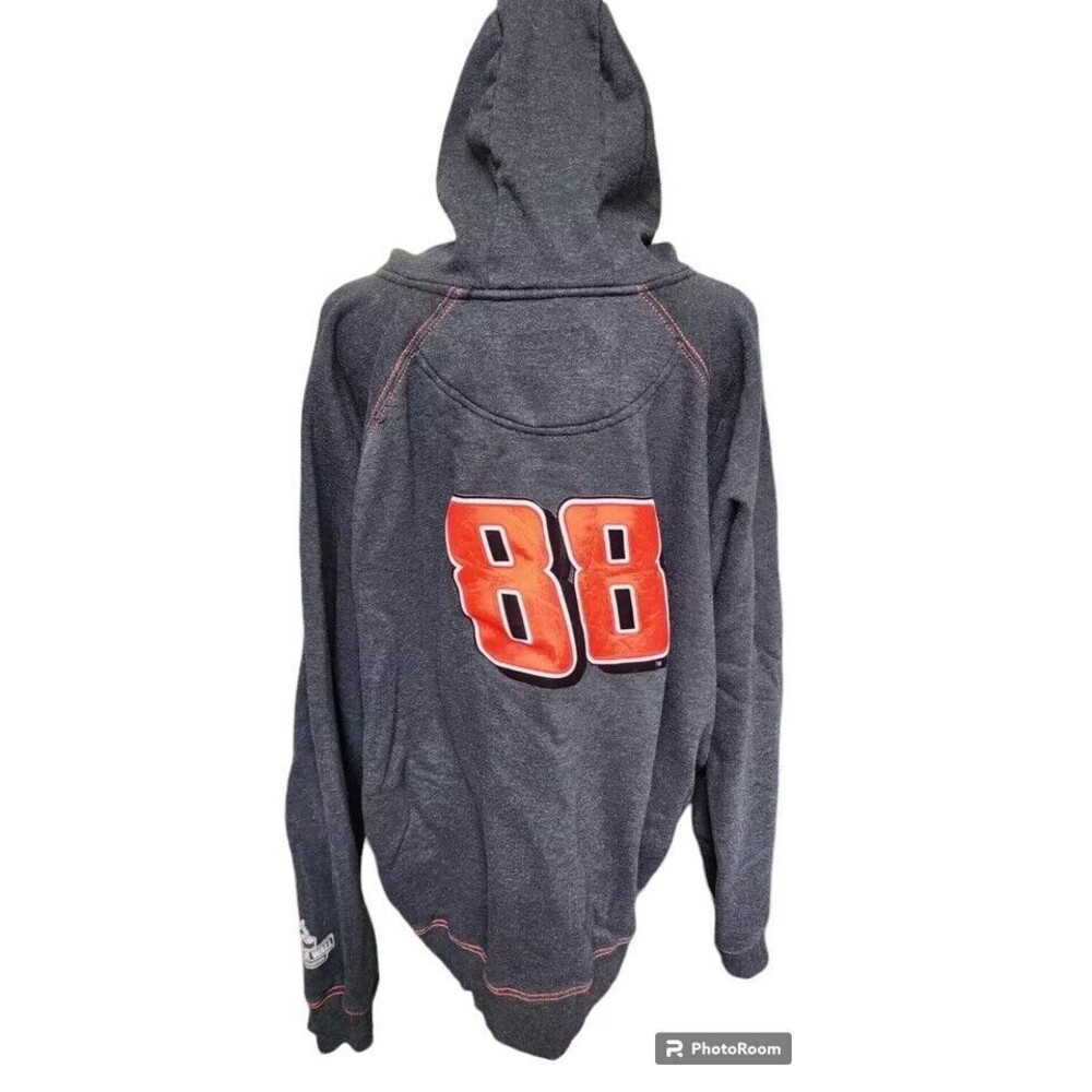 Dale Earnhardt Jr Gray Hoodie XL Embroidered Full Zip 88 Nascar Over The Wall